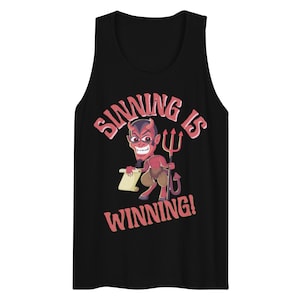 Sinning is Winning Herren Tank Top Satanic Ockulte Hexe Lillith Teufel Luzifer Satanismus Shirt Blasphemous Luziferian Blasphemy 666 gothic