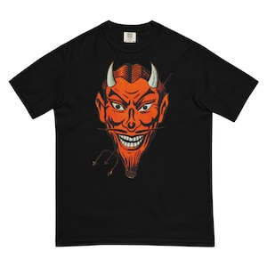 Retro duivel satanisch occult shirt hel koning prins hertog demon demon demonische heks Wicca godslasterlijke Luciferiaanse godslastering tee boze gotische demon top