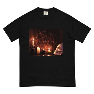 Camisa oculta satânica escura alter, rei do inferno, príncipe, duque, bruxa demoníaca, wicca, blasfêmia, luciferiana, camiseta de blasfêmia gótica maligna