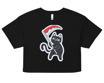 Reaper Kitty Crop Top Satanic Occult Witch Lucifer Satanism Shirt Blasphemous Luciferian Blasphemy Lillith t-shirt evil gothic demon tee