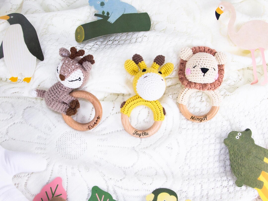 Rattle With Anima,motifs,animal Crochet Rattle,newborn Gift Ideas ...