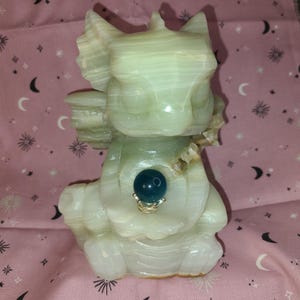 Green Onyx Baby Dragon Carving
