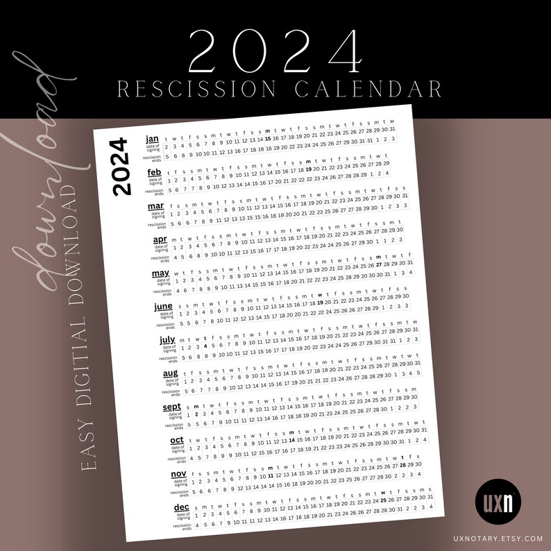 Minimal 2024 Recession Calendar Etsy
