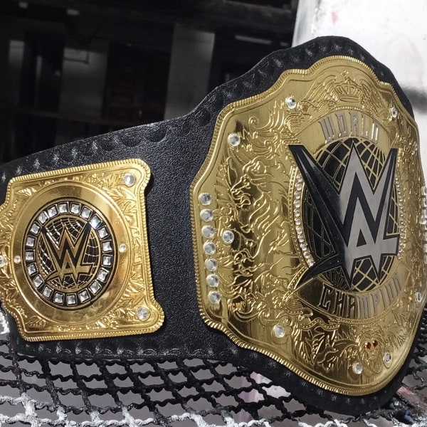 World Heavyweight Undisputed Championship Universeller Wrestling-Gürtel für Erwachsene, Nachbildung mit 2 mm und 4 mm Messing-Hauptseitenplatten, Lederkampf