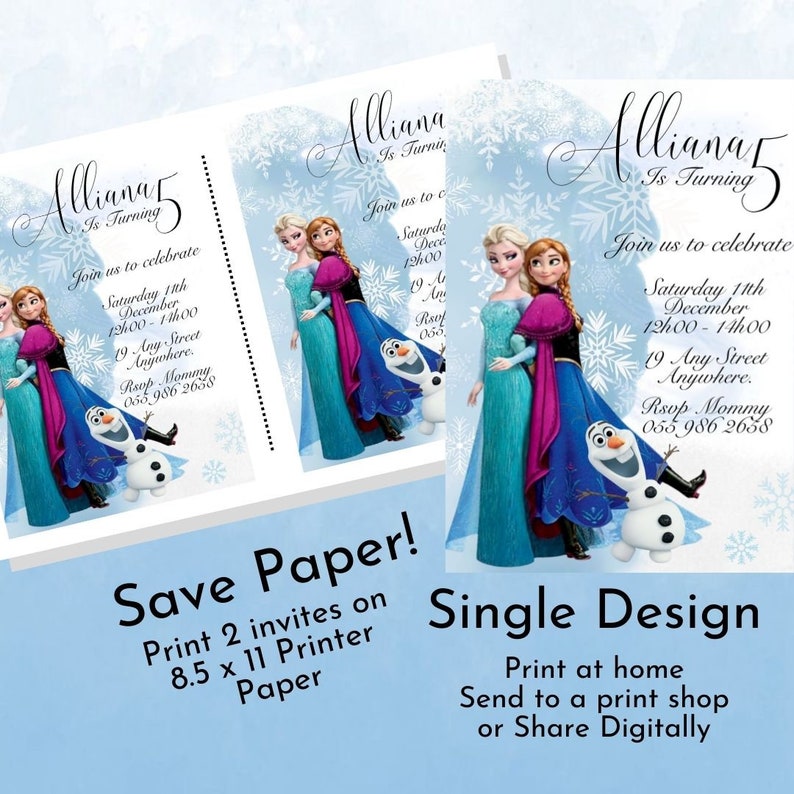 Frozen Birthday Party Invitation, Editable Elsa Invite, Digital