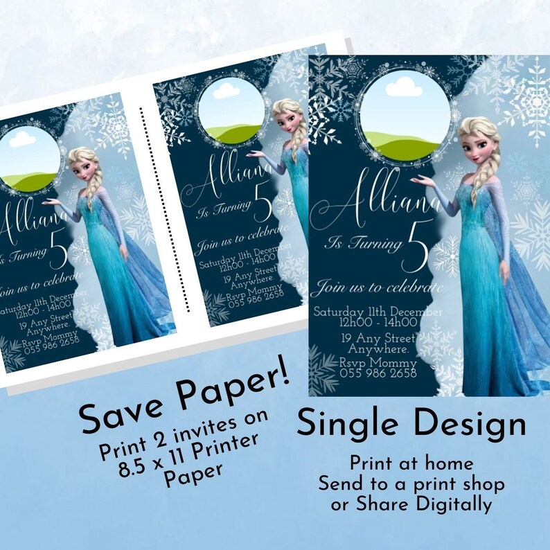 Frozen Birthday Party Invitation, Editable Elsa Invite, Digital ...