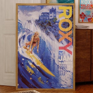 2007 Roxy Jam Biarritz Surfing Competition Print, Surfing Poster, Surfing Wall Art, Surfing Decor, Vintage Surfing Poster, Retro Surf Poster