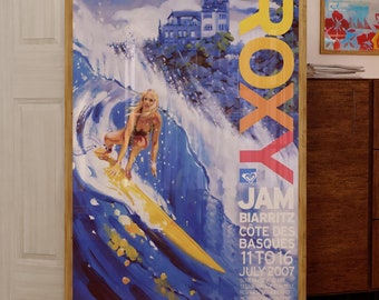 2007 Roxy Jam Biarritz Surfing Competition Print, Surfing Poster, Surfing Wall Art, Surfing Decor, Vintage Surfing Poster, Retro Surf Poster