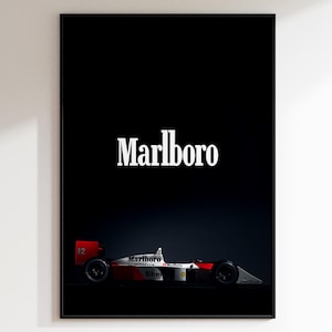 Formula 1 Marlboro Poster, Marlboro Formula 1, Ayrton Senna Poster, Senna Poster, Vintage F1 Poster, Formula 1 Print, F1 Marlboro Poster