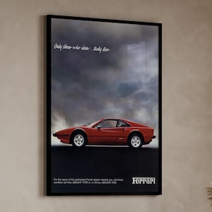 Cartel publicitario de Ferrari antiguo, cartel publicitario de Ferrari antiguo, cartel de coche, cartel publicitario de Ferrari, arte mural de Ferrari, carteles de Ferrari