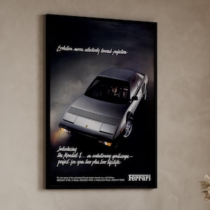 Cartel publicitario de Ferrari antiguo, cartel de Ferrari antiguo, cartel de coche, cartel publicitario de Ferrari, arte mural de Ferrari, arte de póster de Ferrari