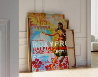 2004 Roxy Haleiwa Hawaii Surfing Competition Print, Surfing Poster