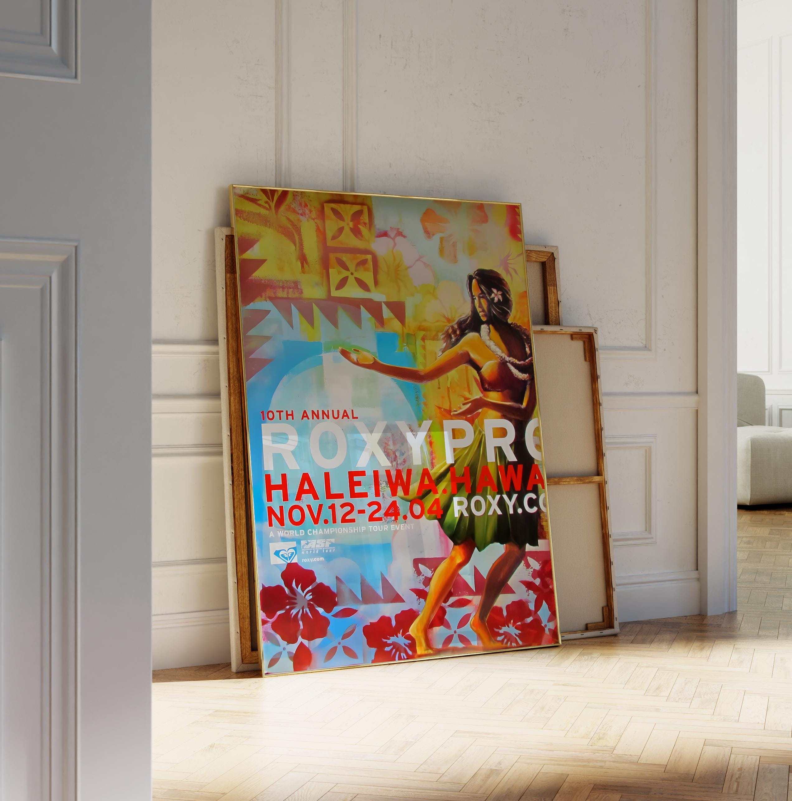2004 Roxy Haleiwa Hawaii Surfing Competition Print, Surfing Poster