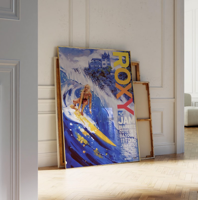 2007 Roxy Jam Biarritz Surfing Competition Print, Surfing Poster, Surfing Wall Art, Surfing Decor, Vintage Surfing Poster, Retro Surf Poster