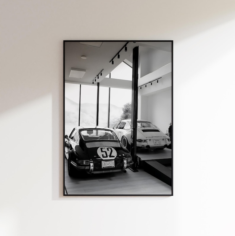 Black White Porsche 911 Print, Classic Porsche Poster, Vintage Porsche Wall Art, Porsche 911, Porsche Decor, Porsche Gift, Garage Decor