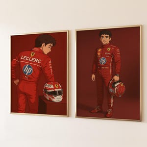 Set of 2 Charles Leclerc Poster, Formula 1 Poster, Leclerc Poster, Formula 1 Wall Art, F1 Ferrari Poster, F1 Poster, F1 Print, Leclerc Print