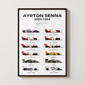 Póster de Ayrton Senna de coches de F1, Póster de Ayrton Senna McLaren, Arte mural de Fórmula 1, Póster de carreras de F1, Póster de F1, Póster de Fórmula 1, Póster de Senna