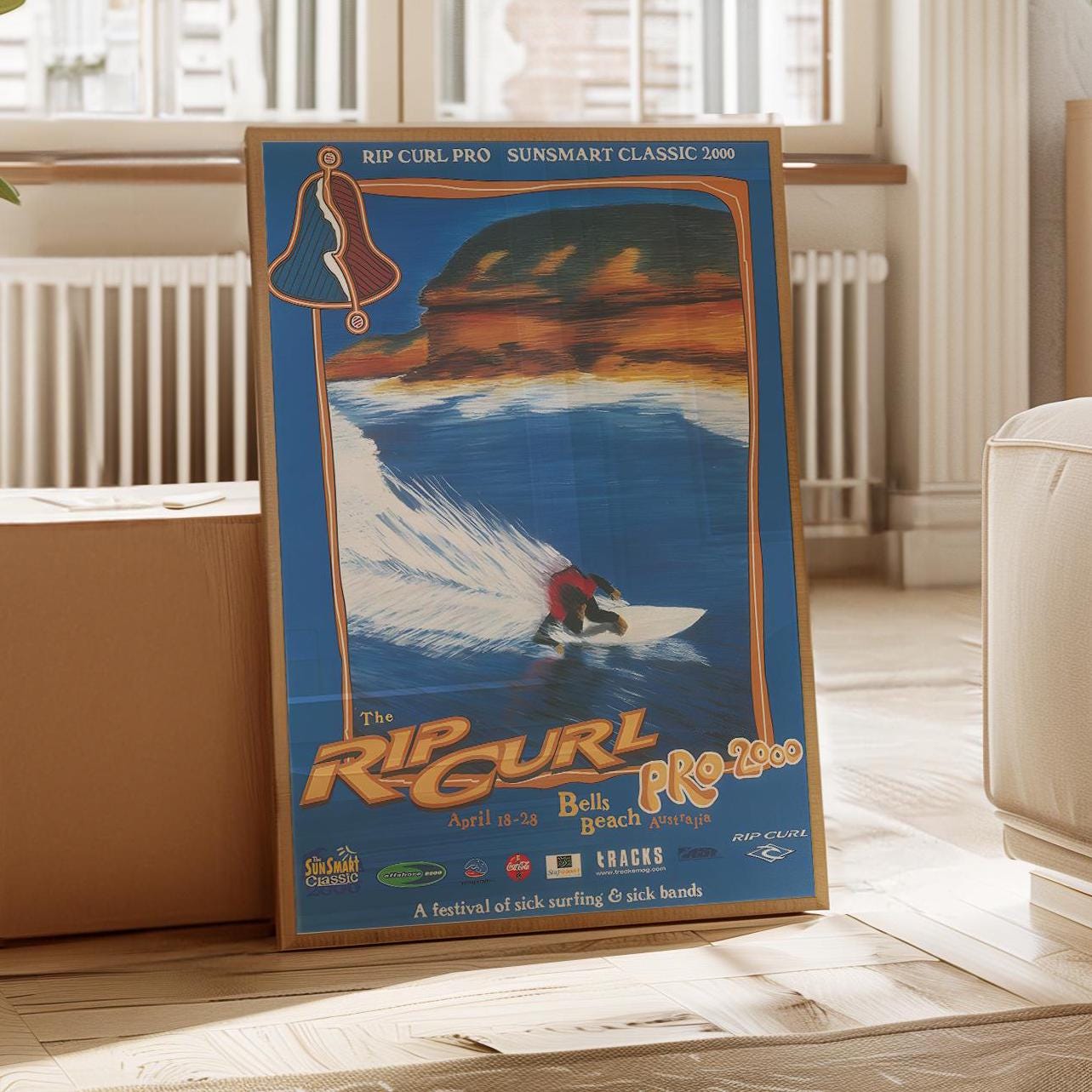 2000 Rip Curl Pro Surfing Poster Surfing Print, Surfing Poster