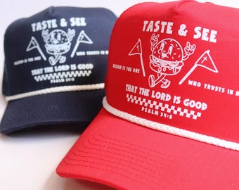 Trucker Hat for Christian Hat with Bible Verse Gift Idea for Teen Trendy Retro Burger Hat Faith Based Apparel Vintage Style Baseball Cap