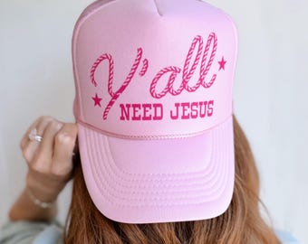 Christian Mom Gift for Faith Trucker Hat Pink Design Biblical Message Worship Leader Present Moms Religious Headwear Statement Piece Cap