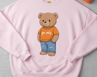 Custom Team Name Sweatshirt Teddy Bear Sweatshirt for Game Day Shirt for Sports Mom Personalized Oversized Crew for College Fan Gift Idea
