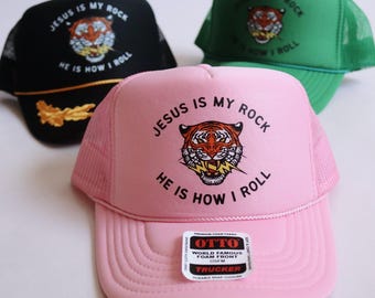 Rock and Roll Hat for Christian Gift Retro Trucker Hat for Youth Pastor Baseball Hat for Teen Rock Style Streetwear Church Hat for Mom Group