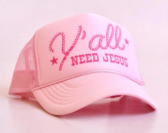 Roze christelijke hoed voor cowgirl Cadeau voor vrouwen Country hoed voor christelijke concertwestern truckerhoed voor festivalkleding Leuke Jezushoed