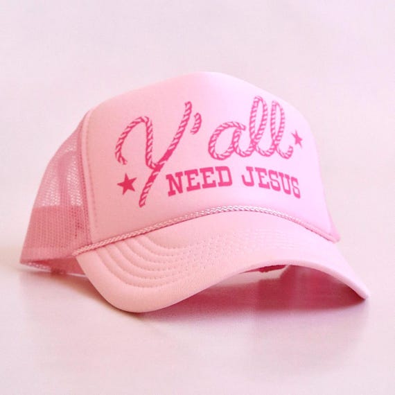Pink Christian Hat for Cowgirl Gift for Women Country Hat for Christian Concert Western Trucker Hat for Festival Apparel Cute Jesus Hat