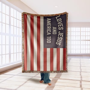 American Flag Blanket Christian Throw Blanket for Fourth of July Patriotic Blanket for Christian Gift Home Decor USA Flag Throw for Picnic