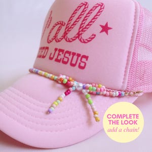 Hat Chain with Bow Hat Chain for Trucker Hat Chain Accessory with Cross Charm Hat Trendy Gift for Teen Hat Charm Chain for Christian Gift