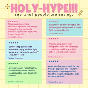 Bright, colorful advertisement image showing multiple customer reviews for the products.