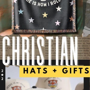 May include: A black and white woven tapestry with a tiger and stars. The tapestry says "Jesus is my rock, he is how I roll".