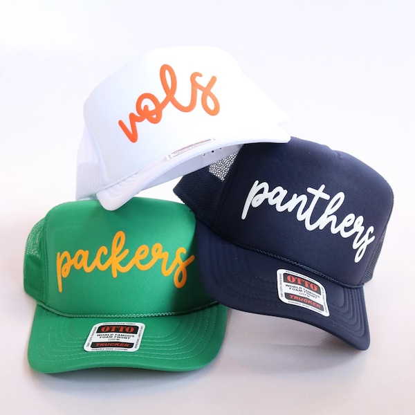Gorra personalizada con nombre de equipo para el día del juego, gorra de camionero con estampado abullonado para deportistas, regalo para mamá, gorra de equipo personalizada, linda gorra con espíritu de equipo, gorra para la vuelta al cole.
