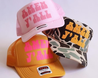 Benutzerdefinierte Hut für Christian Cowgirl Amen Y'all Hut für Frauen Geschenk Benutzerdefinierte Western Trucker Hut für Country Festival Niedlicher Jesus Hut für Mädchen Teen