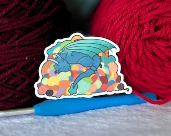 Dragon's Yarn Hoard Sticker - Crochet Knitting Gift