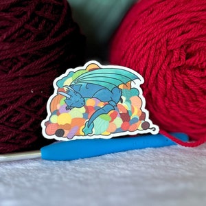 Dragon's Yarn Hoard Sticker - Crochet Knitting Gift