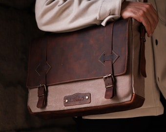 Bolso mensajero, bolso de viaje de cuero, bolso bandolera con cabestrillo, bolso de mano, bolso escolar para computadora portátil, bolso de aire Macbook, regalo hecho a mano para novio
