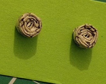 Recycled Paper Jewellery - Small circle studs Earrings