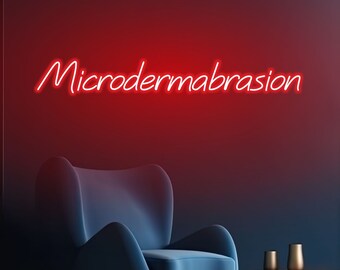 Neonowa tablica z napisem Mikrodermabrazja do salonu kosmetycznego lub salonu kosmetycznego