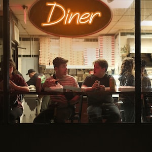 Insegna al neon per il bar o la mensa. Eat Sign per il business dei bar