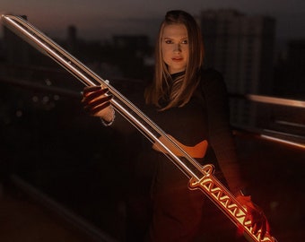 Katana Neon Leuchtreklame für die Wand Dekor. Japanisches Samurai-Zeichen