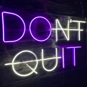 Don&#39;t Quit Neon Sign for Gym Decor. Led Motivational Quotes Wall Fitness