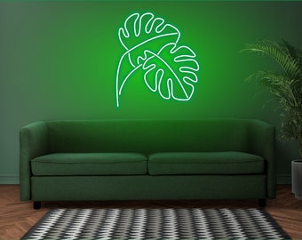 Monstera neonowy znak do dekoracji. Prezent dla miłośnika roślin