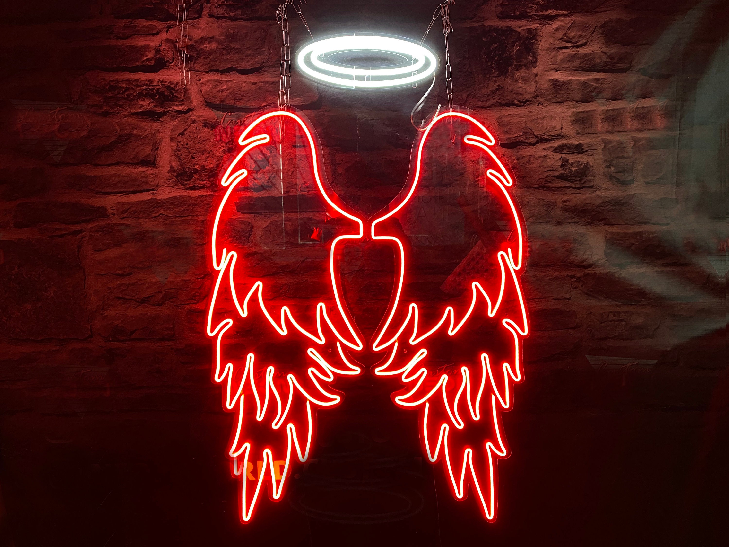 Winged Sign Angel Wings Neon Sign for Party Decor. White Led Wings for Bar Decor ...