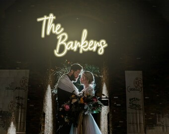 Last name Neon Sign for Wedding. Family name sign for Wedding Backdrop decor