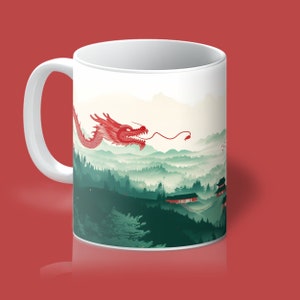 Chinese New Year Dragon Mug: 2024 Ceramic Coffee Cup (11oz)