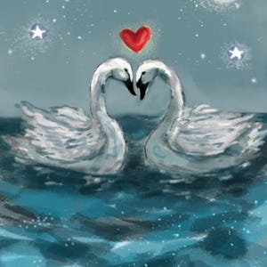 Carte de Saint-Valentin Swan de 5 x 7 pouces.