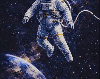 Astronaut Wall Art for Kids, Space Nursery Printable, Galaxy Explorer Decor, Outer Space Poster Download