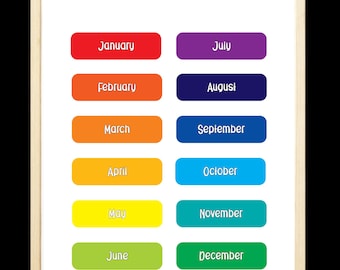 Months of the Year Poster for Kids • Educational Wall Art • Printable Learning Chart • Kids Room Decor • Digital Download