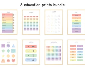Pastel Classroom Posters Set | Educational Wall Art for Kids | Rainbow Learning Prints | Digital Download